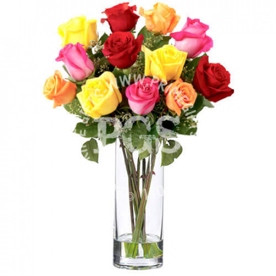 12 Mix Imported Roses Bouquet