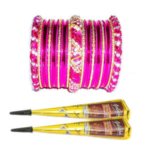 Free Mehndi with Pink Nagina Bangles Free Mehndi with Pink Nagina Bangles