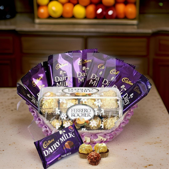 Dairy Milk and Ferrero Basket Dairy Milk and Ferrero Basket