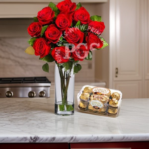 12 Imported Red Roses with Chocolates 12 Imported Red Roses with Chocolates