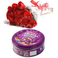 Quality Street Chocolates with Red Roses