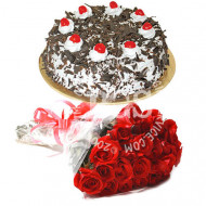 2Lbs Cake and 24 Red Roses