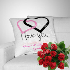 Free Red Roses with Personalised Cushion