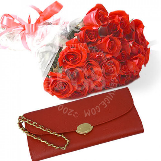 Ladies Wallet with Red Roses