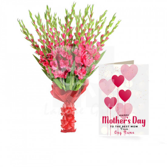 Mothers Day Card with Pink Gladiolus Bouquet