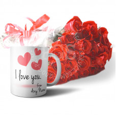 Red Roses and Personalised Mug