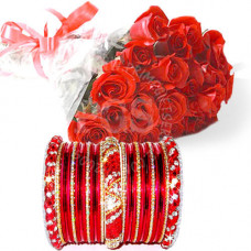 Red Bangles with Red Roses 
