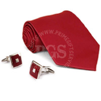 Red Tie and Matching Cufflinks