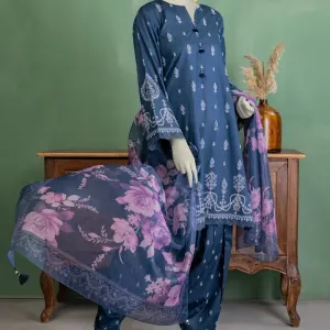 BLUE LAWN PASTE PRINTED UNSTITCHED 3PC BLUE LAWN PASTE PRINTED UNSTITCHED 3PC
