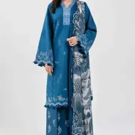 Blue 3 Piece - Digital Printed Embroidered Suit