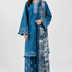 Blue 3 Piece - Digital Printed Embroidered Suit