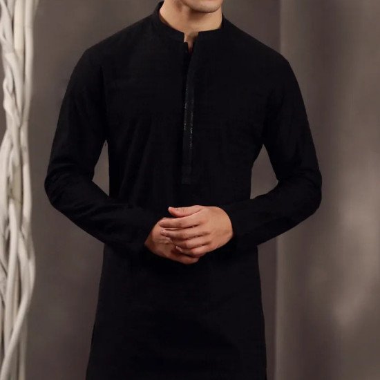 BLACK COTTON FORMAL KURTA BLACK COTTON FORMAL KURTA