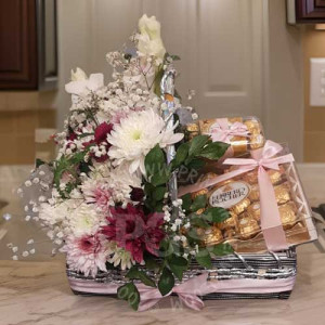 Ferrero and Flowers Basket Ferrero and Flowers Basket