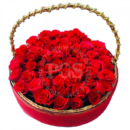 Five Dozen Red Roses Basket