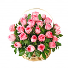 Two Dozen Pink Roses Basket