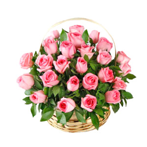 Two Dozen Pink Roses Basket Two Dozen Pink Roses Basket