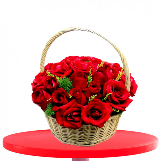 Two Dozen Red Roses Basket