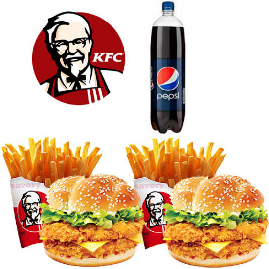KFC Mighty Zinger Burger Meal Deal for Two Persons