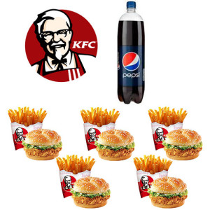 KFC Zinger Burger Meal Deal for 5 Persons KFC Zinger Burger Meal Deal for 5 Persons