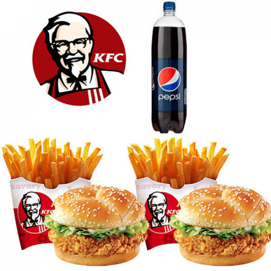 KFC Zinger Burger Meal Deal for 2 Persons